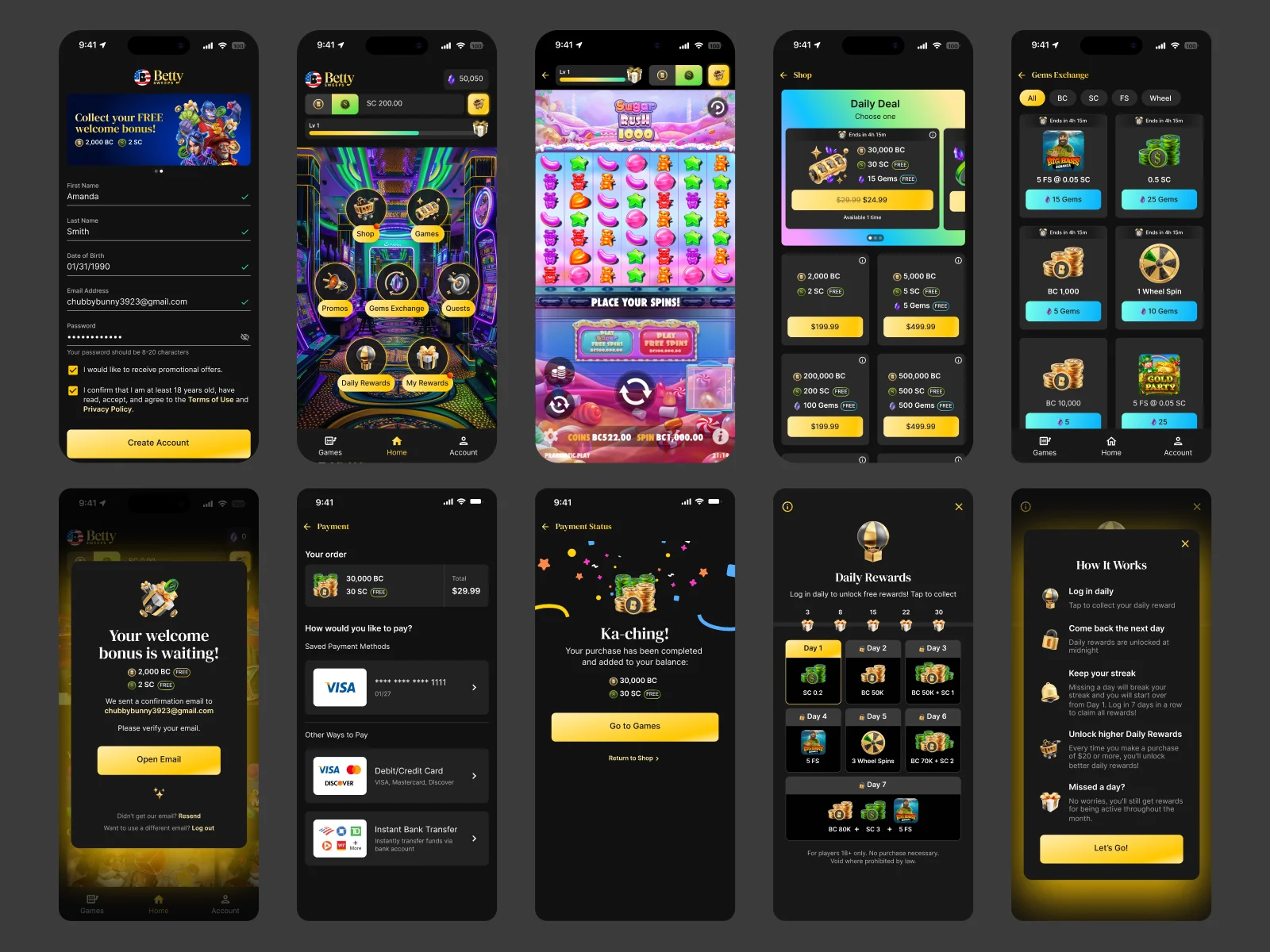 Betty market expansion screens
