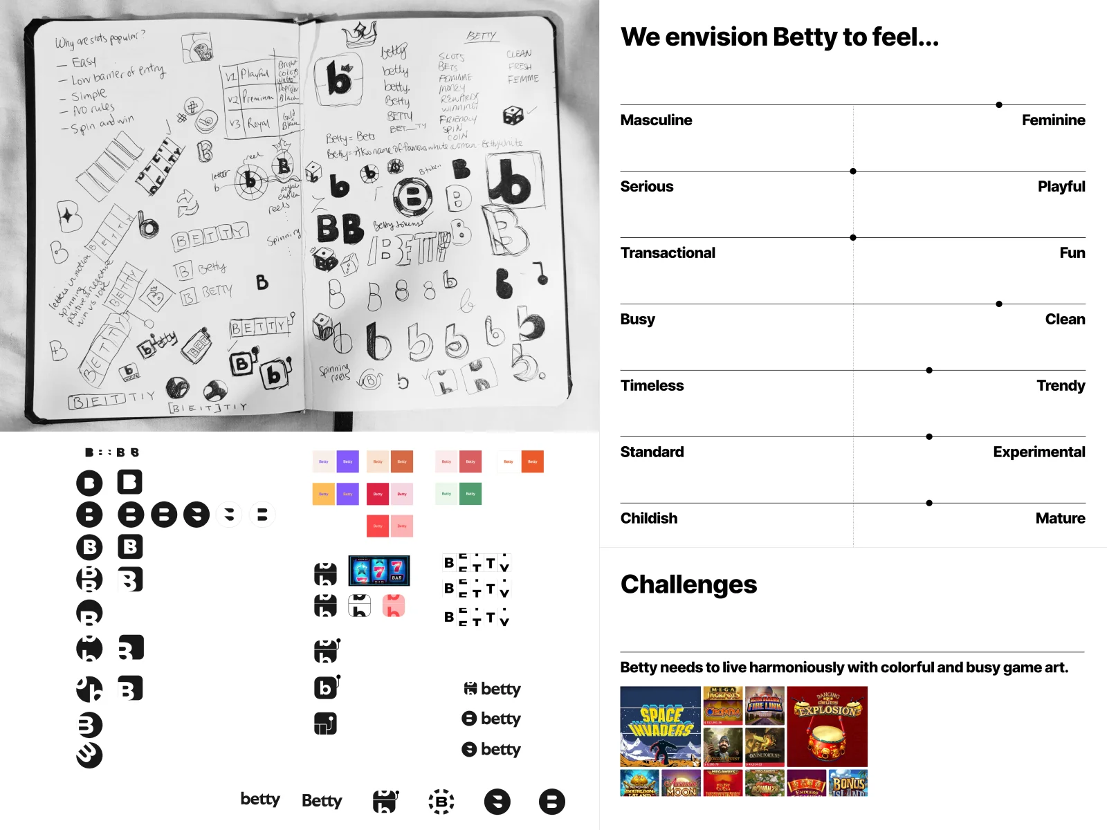 Betty brand sketches and explorations