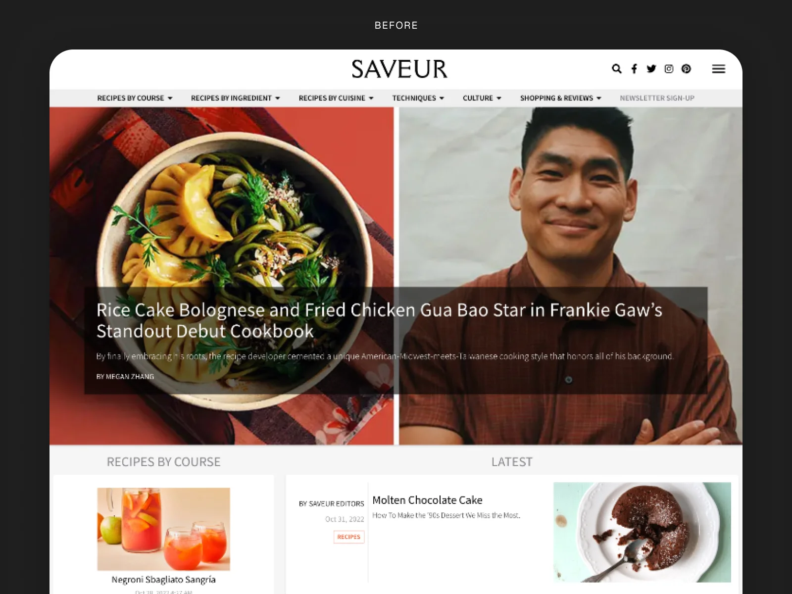 Saveur before redesign