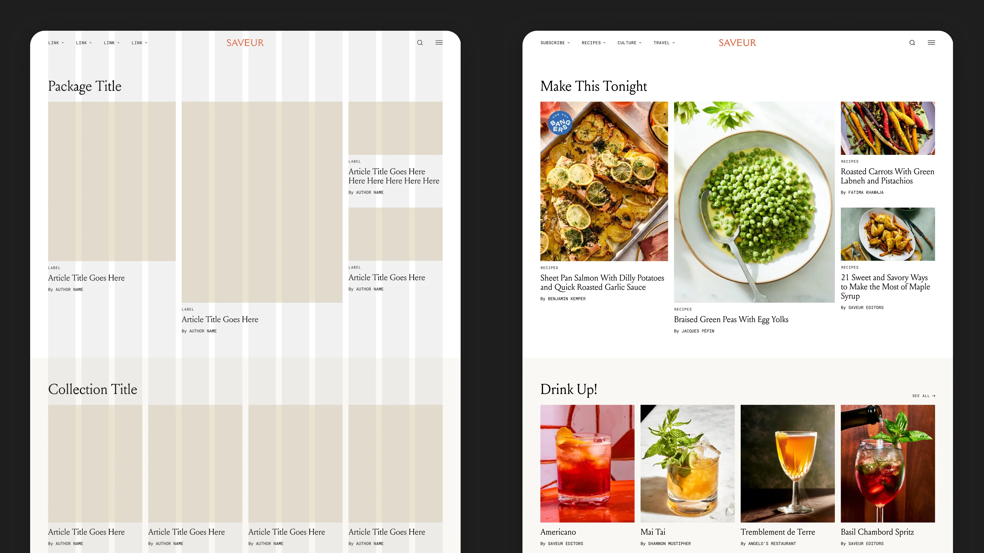 Saveur type system and editorial grid