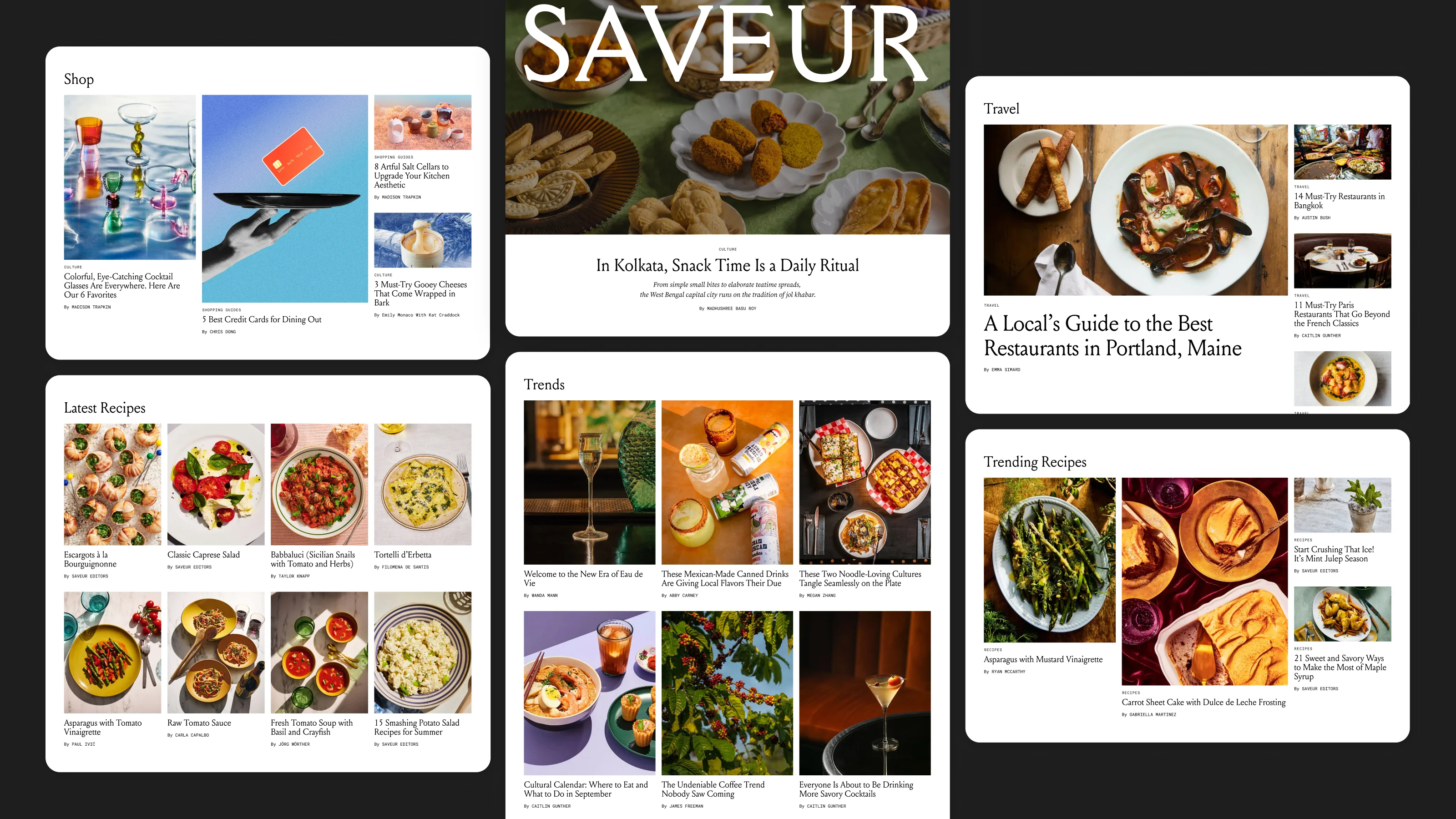 Saveur homepage — editorial feed and category navigation